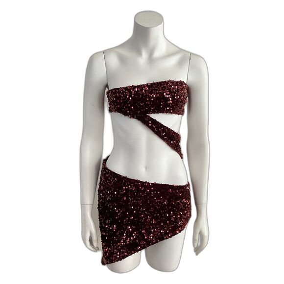 Alglist Kayla Sequin Cut-out Asymmetrical Mini Dress XS - Picture 1 of 11